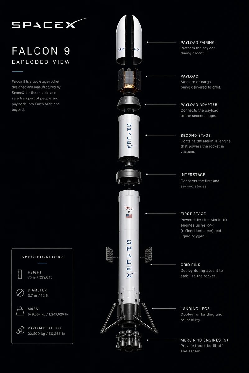 SpaceX Rocket Exploded View