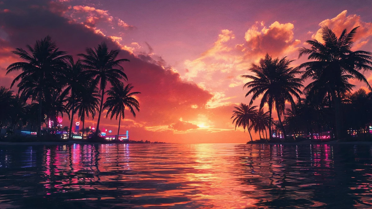 Retro Miami Sunset