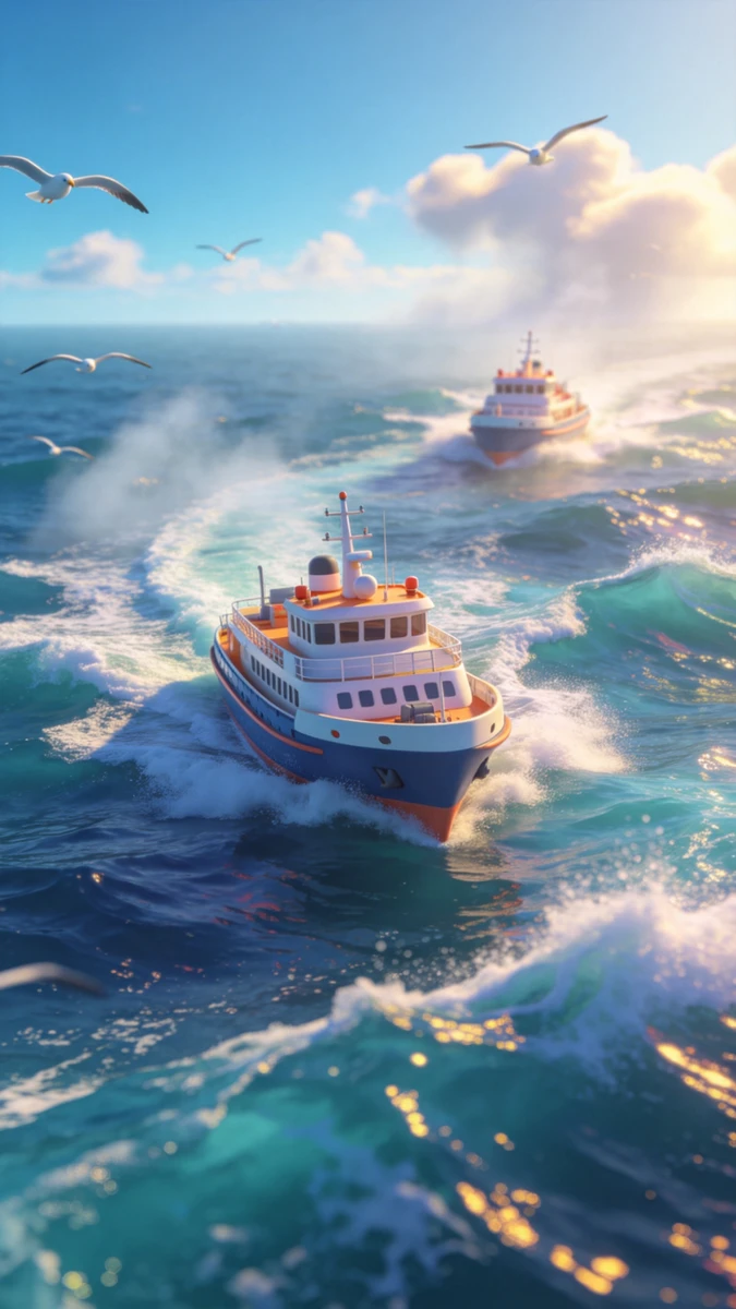 Ships On Rough Sea