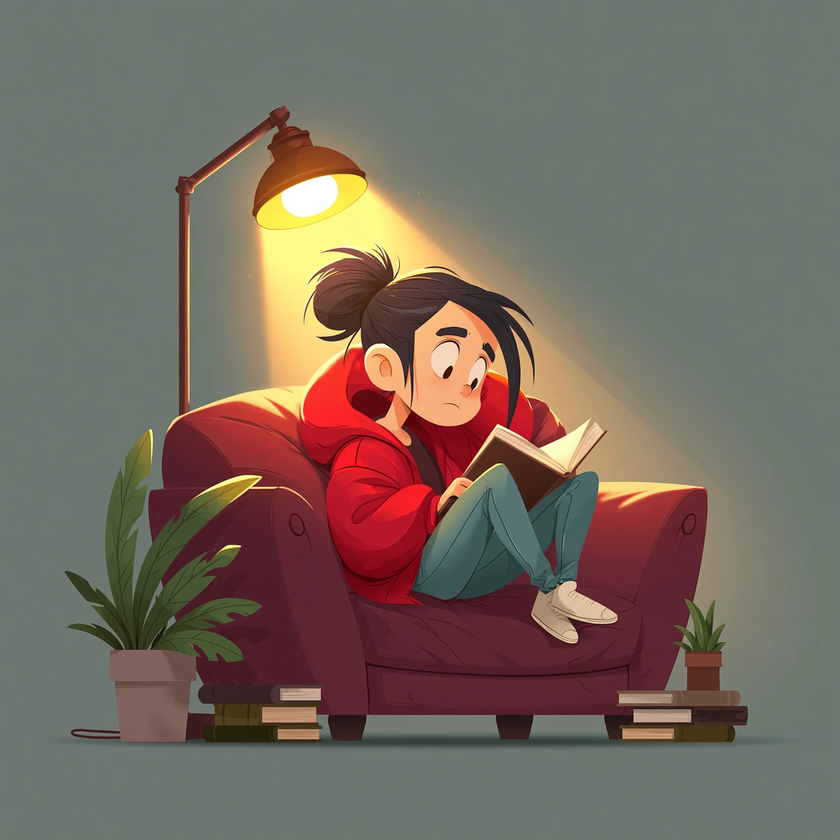 Woman Reading On Sofa