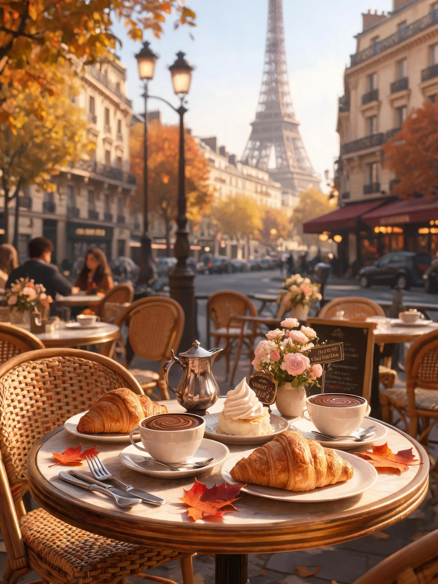Parisian Autumn Cafe