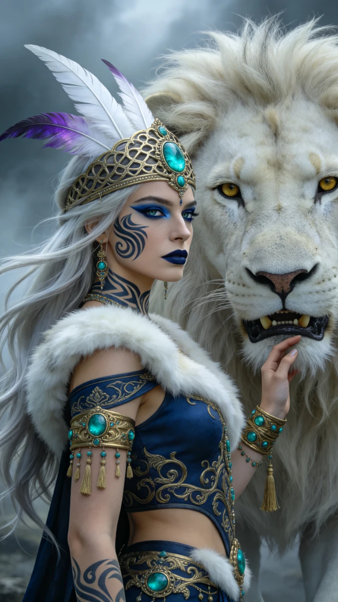 Priestess And White Lion