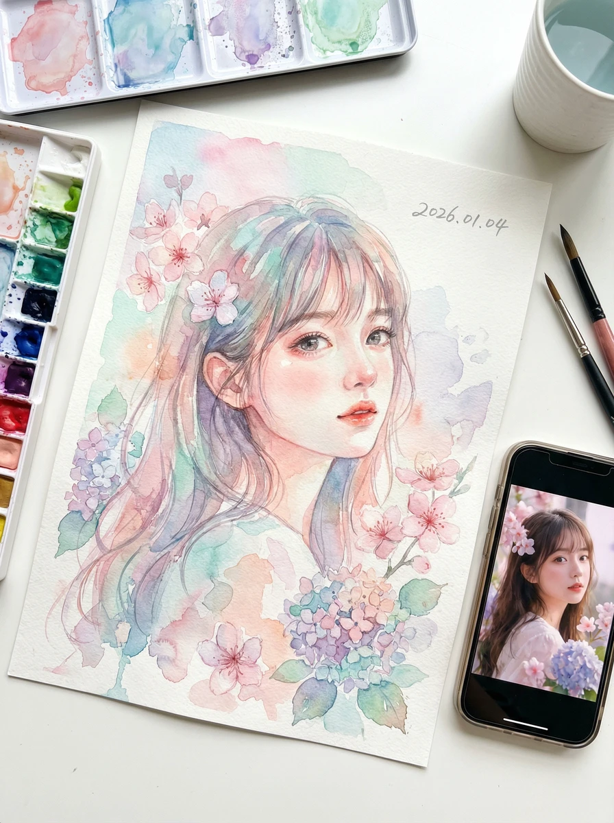 Dreamy Watercolor Portrait