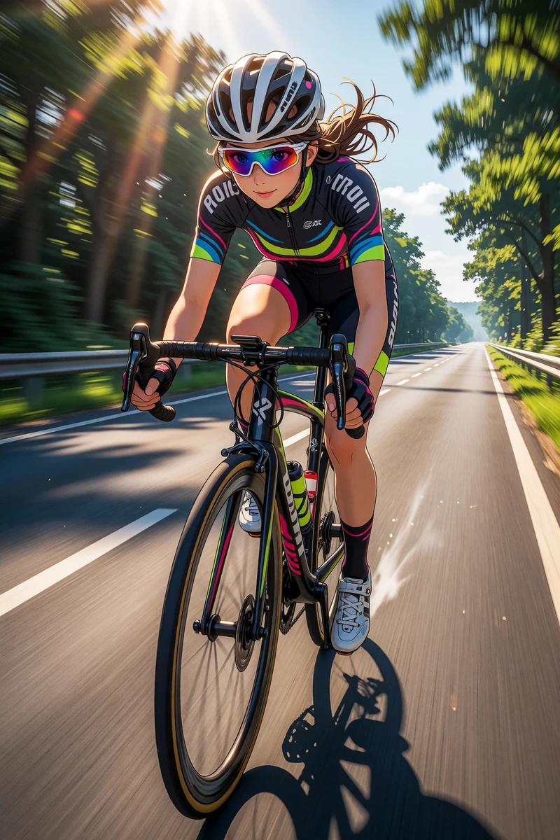 Speeding Female Cyclist