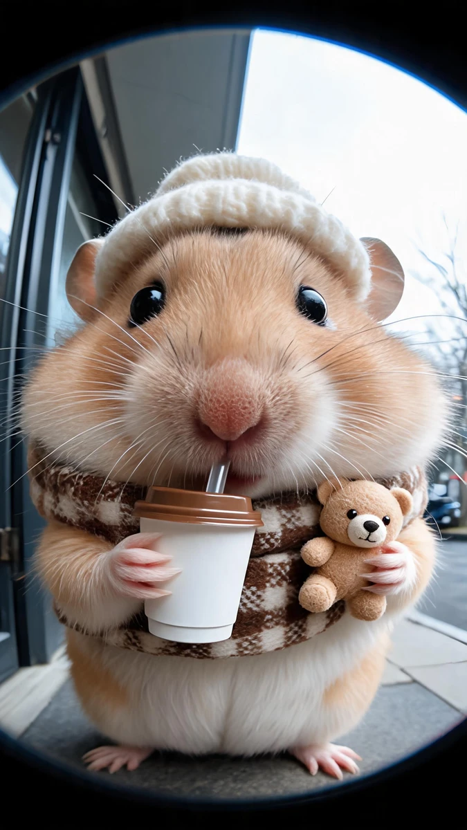Fisheye Hamster Close-Up