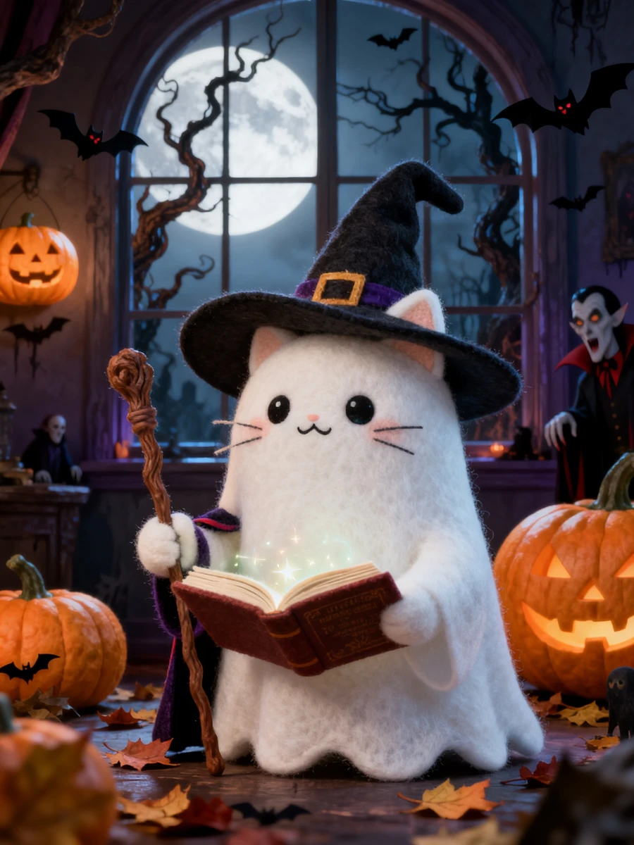 Wool Felt Wizard Cat
