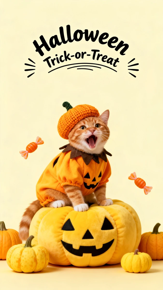 Halloween Pumpkin Cat