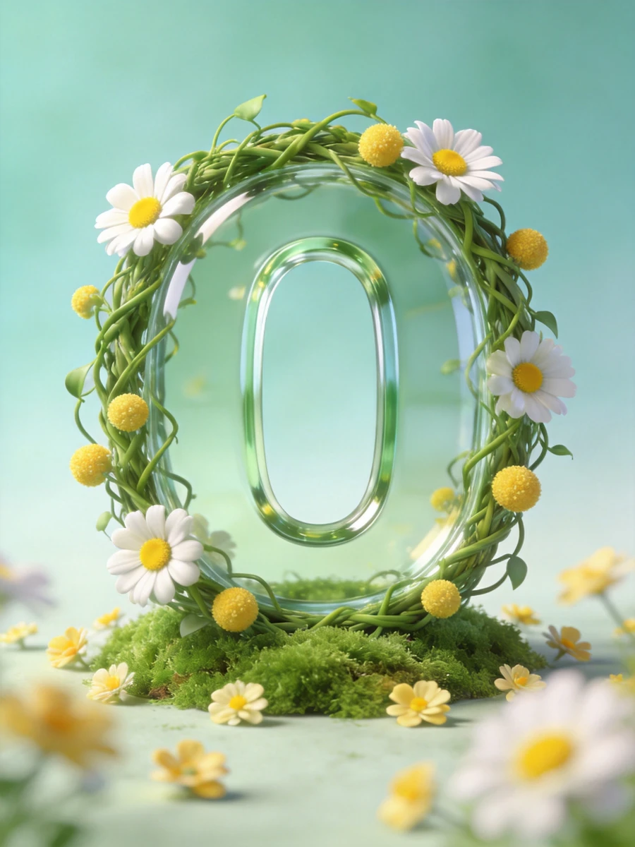 Floral Glass Number Zero