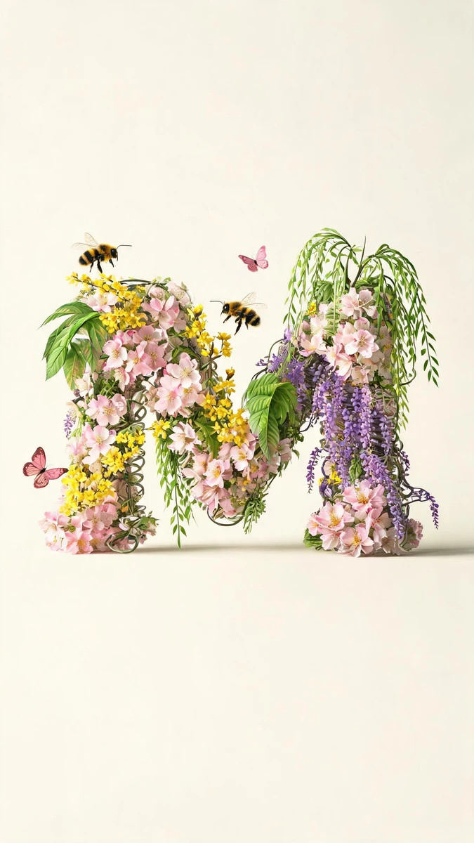 Spring Floral Letter M