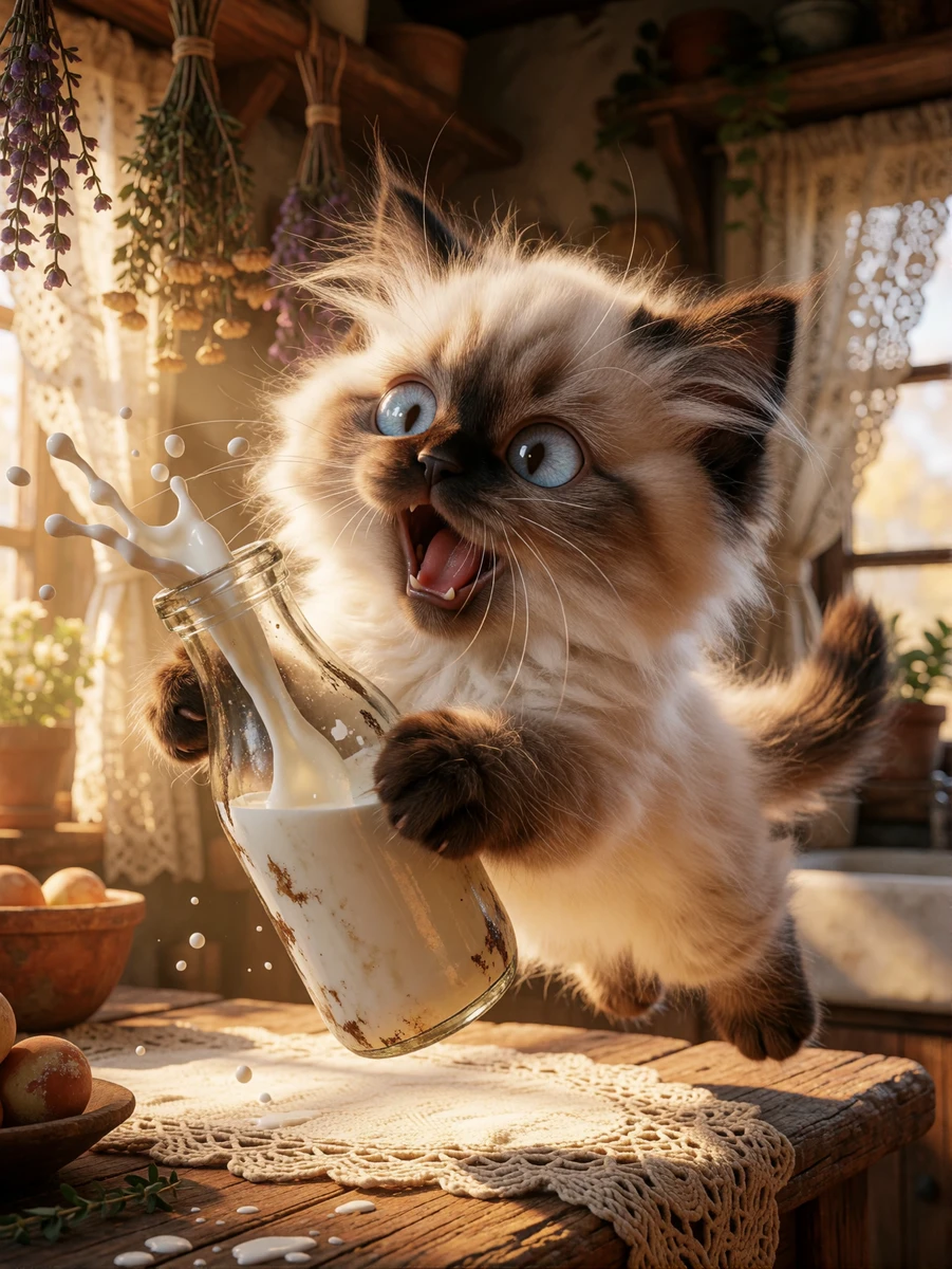 Kitten Spilling Milk