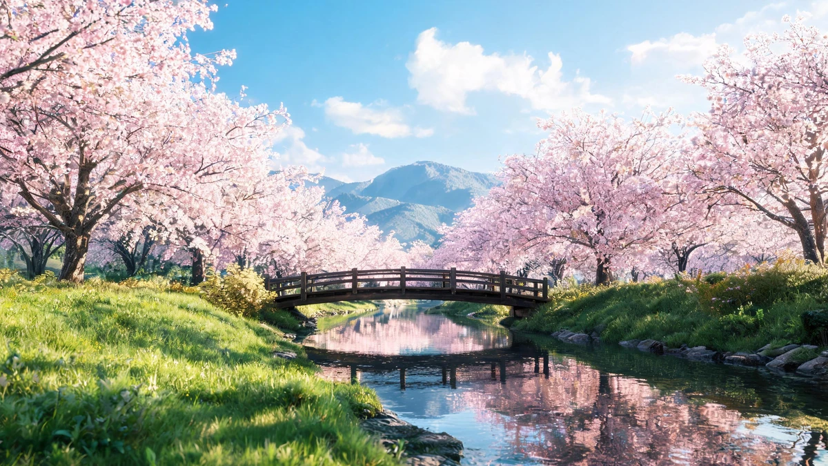 Hokkaido Cherry Blossom Stream