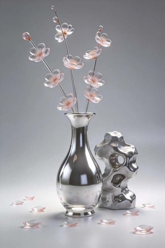Liquid Silver Blossom Vase