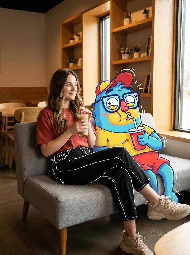 Coffee With Cartoon Friend