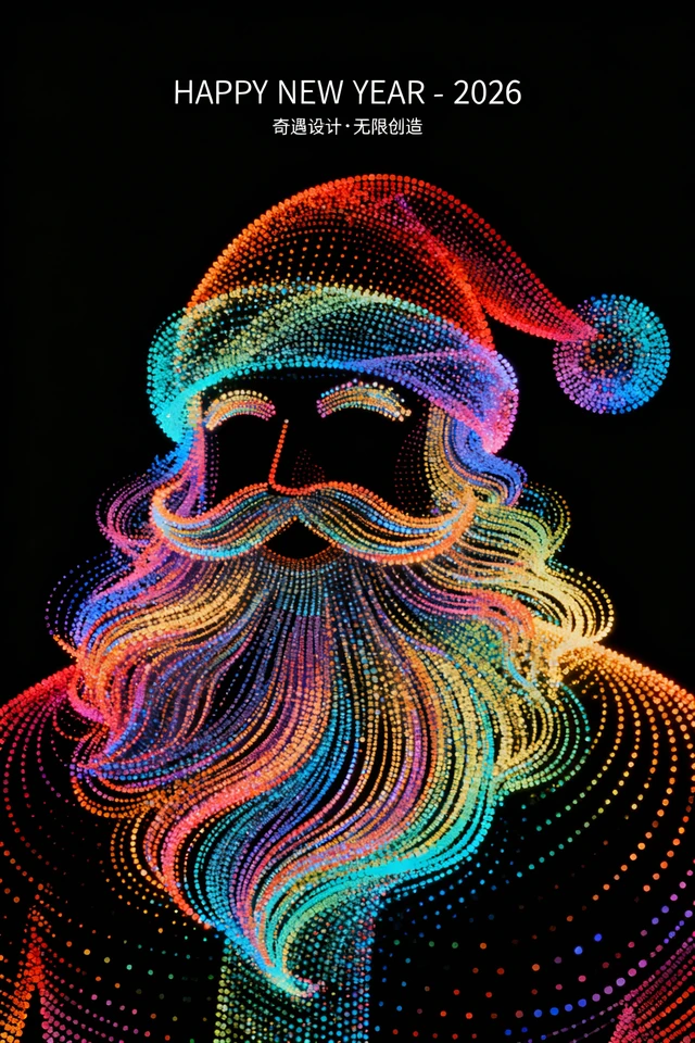 Abstract Glowing Santa