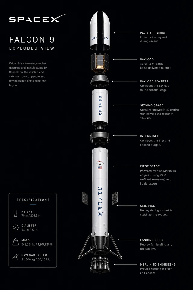 SpaceX Rocket Exploded View