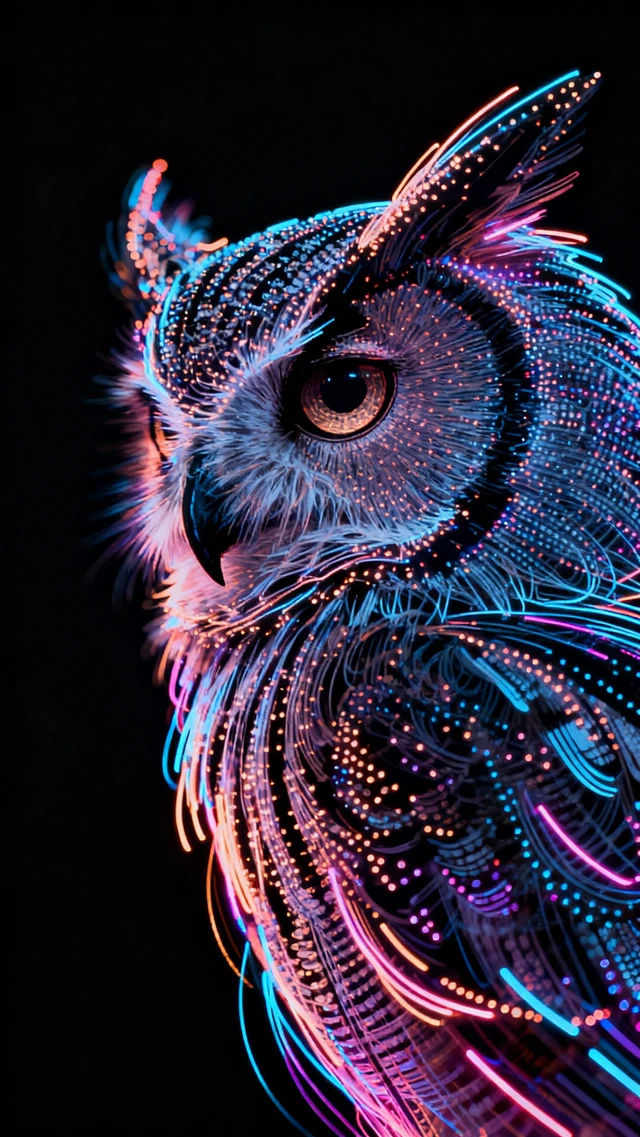 Abstract Neon Owl