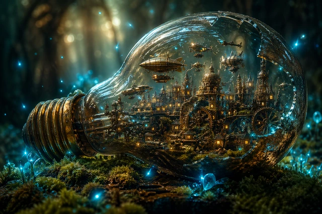 Steampunk Lightbulb City