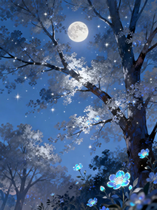 Moonlit Fluorescent Forest