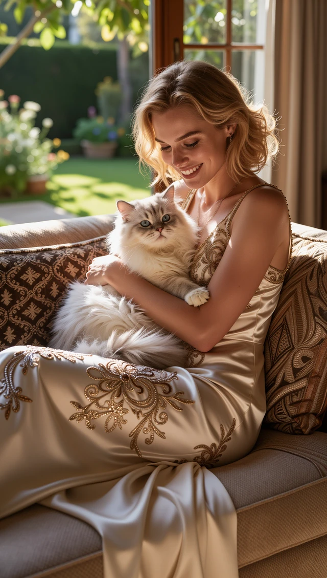Woman With Persian Cat