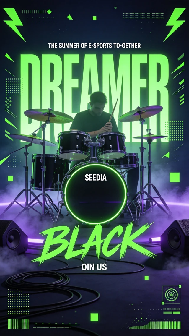 Cyberpunk Drummer Poster