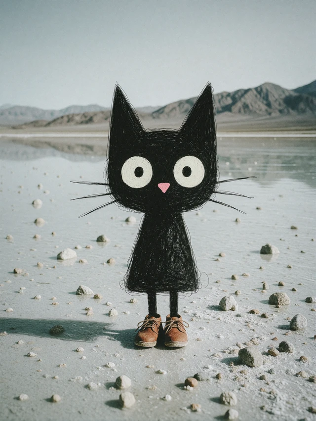 Doodle Cat On Saltflat