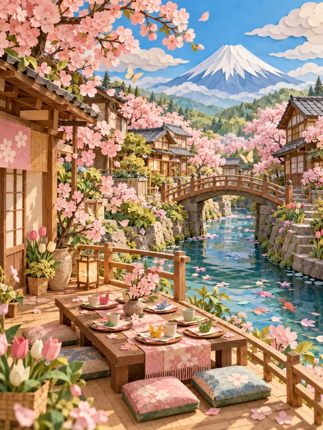 Papercraft Japanese Village