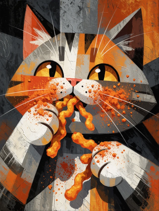 Cat Eating Hot Cheetos