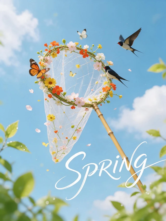Spring Floral Butterfly Net