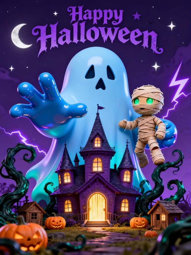 Halloween Ghost And Mummy