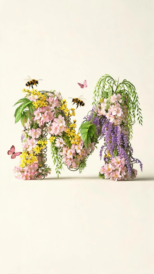 Spring Floral Letter M