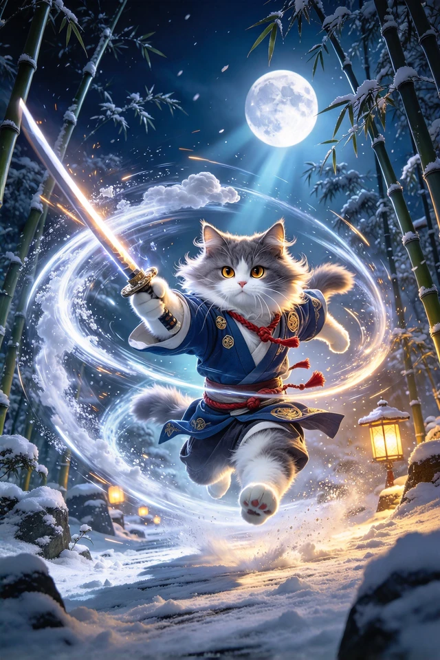 Charging Samurai Cat