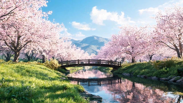 Hokkaido Cherry Blossom Stream
