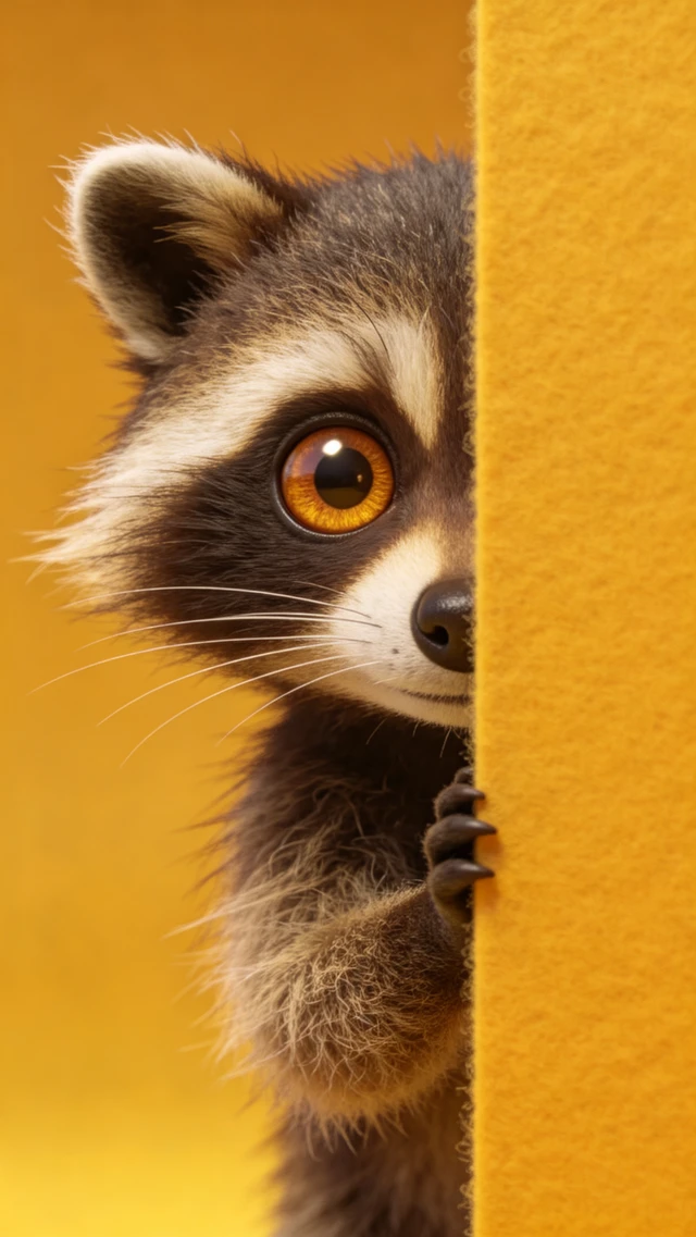 Cute Peeking Raccoon