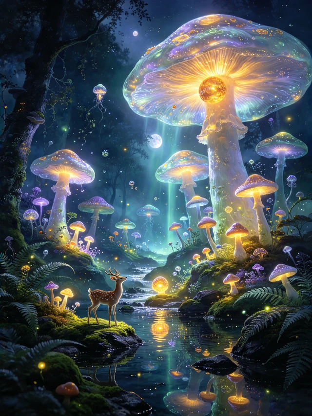 Luminous Mushroom Forest